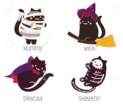 Cat costumes for kids if you're little one is an animal lover, they'll adore our cat costumes for kids! Cute Black Cat In Halloween Costume Mummy Witch Dracula Skeleton Royalty Free Cliparts Vectors And Stock Illustration Image 109514288