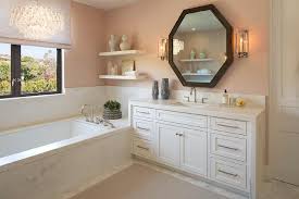 Check out our pink bathroom decor selection for the very best in unique or custom, handmade pieces from our wall decor shops. Blush Pink Bathroom Walls With Octagon Mirror Transitional Bathroom