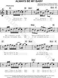 Mariah carey's official music video for always be my baby listen to mariah carey: Mariah Carey Always Be My Baby Sheet Music For Beginners In C Major Download Print Sku Mn0149957