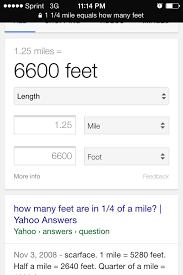 It is replaced with meter in the. 1 1 4 Miles Equals How Many Feet Brainly Com