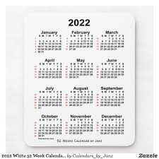 2022 White 52 Week Calendar By Janz Mouse Pad Zazzle Com In 2021 Weekly Calendar Custom Calendar Custom Mouse Pads