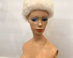 Vintage White Shearling Hat, Perfect for Winter