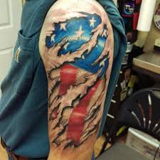 This army tattoo half sleeve features an american flag background complete with ripples and folds, shaded beautifully, the stripes and stars fading gradually towards the top, and at the bottom, mid bicep are three army sergeant stripes with a great skull within symbolizing what this soldier is willing to give for his comrades and country. 125 Patriotic Tattoo Ideas That Invoke A Sense Of Pride Wild Tattoo Art