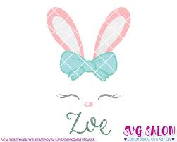 Easter landscape with bunnies, chicks, eggs, chicken, flowers svg file. Easter Bunny Face Bow Svg Cut File Set For Custom Shirts