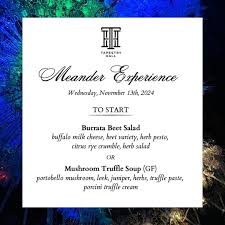 ✨✨✨SOLD OUT✨✨✨ Join us for a three-course culinary experience under Phillip  Beesley's MEANDER installation, found in Tapestry Hall. ✨👉 Swipe to see  our menu options for November 13th's event. To purchase your
