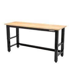 Husky 6 Ft Adjustable Height Solid Wood Top Workbench G7200s Us The Home Depot Wood Top Workbench Steel Workbench Adjustable Height Work Table