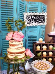 Sweets Table For Bridal Expo Turquoise Shutter Screen With White Wear And Old Soda Crate For Display Rustic Elegant Wedding Bridal Expo Coral Bouquet Wedding