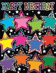 Birthday Bulletin Board Ideas For Office Printable Fancy Stars Happy Birthday Chart Birthday Charts Birthday Chart Classroom Classroom Birthday