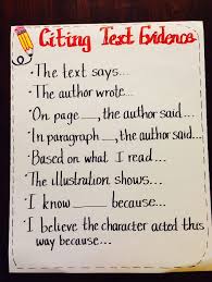 Citing Evidence From Text Anchor Chart For Common Core 4th