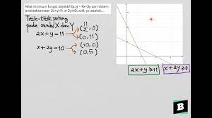 Maybe you would like to learn more about one of these? Nilai Minimum Fungsi Objektif F X Y 4x 3y Dari Sistem Pertidaksamaan 2x Y 11 Youtube