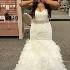 Organza Mermaid Wedding Dress With Ruffled Skirt David S Bridal Mermaid Wedding Dress Wedding Dresses Dresses