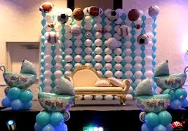 Amusement park themed bar mitzvah with bright colored balloons at temple shaaray tefila, bedford, ny amusement park themed bar mitzvah. Sports Themed Balloon Wall For Baby Boy Baby Shower Balloon Decorations Sports Baby Shower Baby Shower Balloons