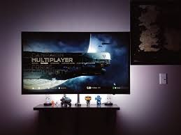 Xbox One X Halo Themed Set Up With Floating 4k Tv With Rgb Lighting Album On Imgur