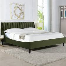 Get it as soon as wed, mar 24. Aspen Vertical Tufted Headboard Platform Bed Set King Olive Green Velvet S52180 4 V036 1