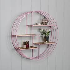 With five staggered tiers, this round shelf by danish designers madam stoltz will make a wonderfully stylish and contemporary addition to your living space. Round Pink Metal Wire Gold Wall Shelves Bedroom Living Room Display Shelf Ebay