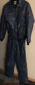 Vtg 80s Leather Polaris Snowmobile Jacket Pants Suit Large L