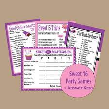 Read on for some hilarious trivia questions that will make your brain and your funny bone work overtime. Sweet 16 Games 16th Birthday Games Sweet 16 And Fabulous Etsy