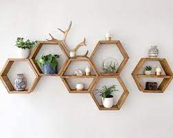 Rustic Live Edge Floating Shelf Wall Decor Black Walnut Etsy In 2021 Honeycomb Shelves Hexagon Shelf Decor Hexagon Shelves