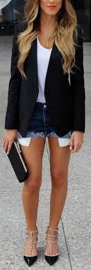 Black Blazer With Jeans Women Pinterest Blondebarbie237 In 2020 Fashion Casual Chic Short Outfits