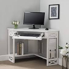 Computer desk with keyboard tray, 55 inch industrial home office desk with storage shelves monitor stand headset hooks study writing desk workstation for small space bedroom easy assembly, black. Leick 48 Wide White Wood 1 Drawer Corner Computer Desk 62y25 Lamps Plus