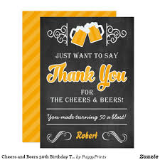 Thank You Gift Ideas For 50th Birthday Cheers And Beers 50th Birthday Thank You Card Zazzle Com Birthday Thank You Cards Birthday Thank You Cheers And Beers To 40 Years