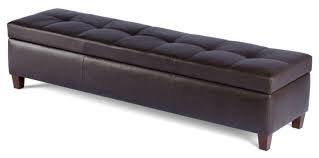 The cushion is upholstered in a tough wool/polyester blend available in chocolate, chili, or celery. Contemporary King Size Dark Chocolate Leather Tufted Storage Bench Chest Ottoman Tufted Storage Bench Leather Storage Bench Storage Bench