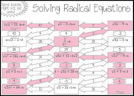 Radical Equations Maze Advanced Radical Equations Equations Educational Worksheets