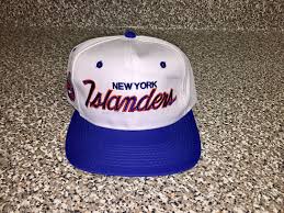 Vintage 90s New York Islanders Sports Specialties Script Twill Hat Snapback Jersey Palffy Clark Fisherman Green Bertuzzi Hogu New York Islanders Hats Sweatband