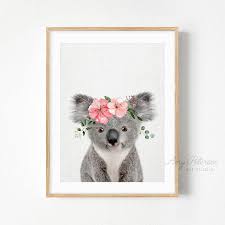baby koala with flower crown photo print shipped etsy framed art prints art prints nursery decor wall art