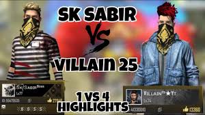 Hey, dear visitor, are you searching for a free fire stylish name to use this name on your free fire gaming character id then. Sk Sabir Boss Vs Villain 25 1 Vs 4 Gameplay Highlights Sksabirboss Villain25 Youtube