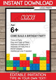 Lego inspired master builder certificates printable lego. Lego Party Invitations Lego Invitations Birthday Party