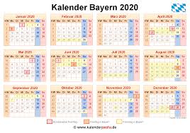 Mit unserem urlaubsplaner holen sie das meiste aus ihren urlaubstagen 2021. Kalender 2020 Bayern Ferien Feiertage Word Vorlagen