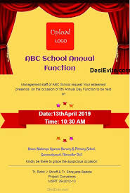 School Annual Day Invitation Card For Whatsapp Invitation Cards Online Invitations Invitations