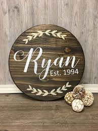 Circle Wood Sign Monogram Wood Sign Hand Painted Wood Sign Etsy Monogram Wood Sign Hand Painted Wood Sign Custom Wood Signs