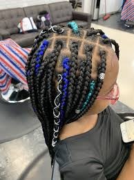 Small Black And Blue Box Braids Kids Box Braids With A Little Touch Of Blue Natural Hair Styles Hair Life Box Braids