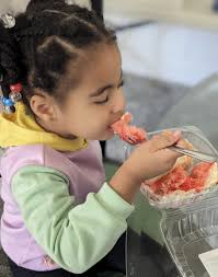 ME: "Gracee don't forget to pray before you eat"..... GRACEE:  👇👇👇👇👇😏😁 Strawberry Crunch Cheesecake Cake Available TODAY at KAT'S  Breakfast & Lunch from 11:30am to 2:30pm, along with many other snacks!!!!  YALL.