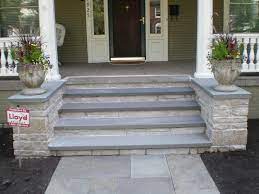 Fond Du Lac And Bluestone Front Steps With Buttresses Front Porch Stone Front Door Steps Front Porch Steps