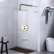 8 Brushed Gold Rain Shower Combo Set Wall Mount Tub Spout Luxury Shower Faucet1 713741949957 Ebay