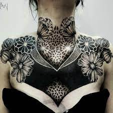 335 Me Gusta 5 Comentarios Haxan Haxan Tattoo En Instagram Big Floral Geometric Chest Pi Chest Tattoos For Women Chest Tattoo Cover Up Body Suit Tattoo