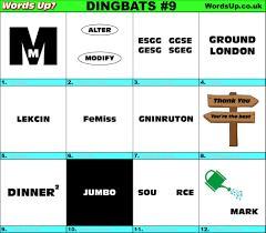 There is no particular theme with these sets of dingbats, the answers relating to well known phrases and sayings. Dingbats Answers Dingbat Puzzles And Answers