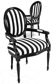 Black White Stripe Louis Xvi Round Back Chair Pair Black And White Furniture Striped Chair Black And White Chair