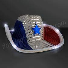 Red White Blue Cowboy Hat White Light Up Brim Cowboy Hats Blue Cowboy Hat Red White Blue