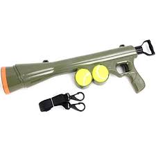 The actual item is plastic the strap comes of as the springs on the latch don't lock. Gr8 Fitness Tennis Ball Launcher Pet Dog Toy With 2 Balls Strap Sports Thrower Bazooka Gun Cannon Game Buy Online In Bermuda At Bermuda Desertcart Com Productid 50706627