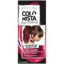 L Oreal Paris Colorista Hair Makeup 1 Day Hair Color 10 Raspberry For Brunettes 1 Fl Oz Walmart Com Wash Out Hair Color Non Permanent Hair Color Brunette Color