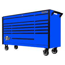 Extreme Tools Dx Series 72 In 17 Drawer Roller Cabinet Tool Chest In Blue With Mag Wheels And Black Drawer Pulls Dx722117rcblbk The Home Depot Black Drawer Pulls Black Drawers Tool Chest