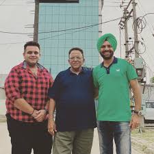 with living legend Charanjit Ahuja & his son in front of his new studio  building Ahuja Tower Mohali @thesachinahuja