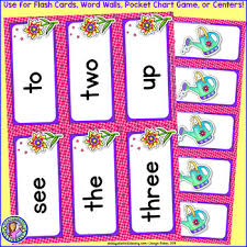 Pre K Spring Dolch Sight Word Cards Pocket Chart Game