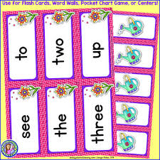 pre k spring dolch sight word cards pocket chart game