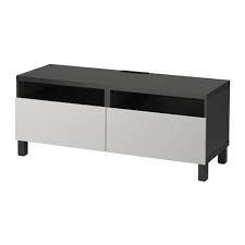 Besta Lawa Tv Z Szufladami Czarnobraz Lappviken Jasnoszary Prowadnica Wcisnij Otworz Ikea Bench With Drawers Tv Bench Ikea