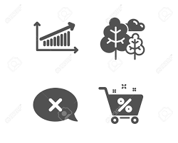 set of chart reject and tree icons loan percent sign presentation